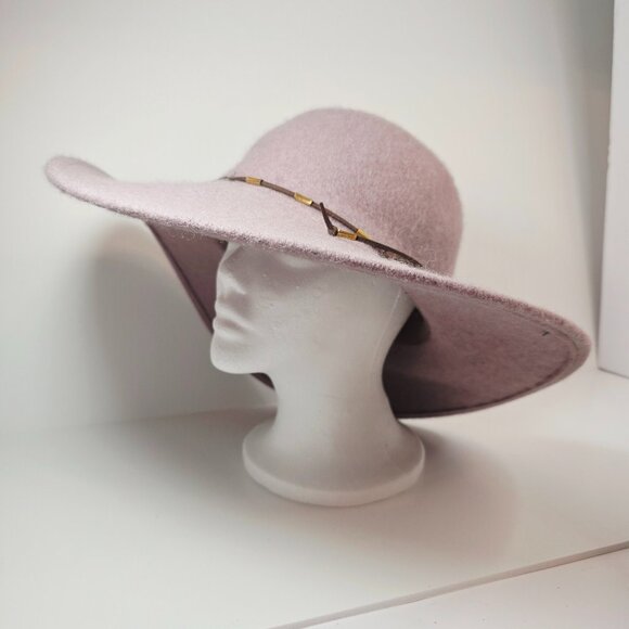 myBasic Accessories - Blush Pink Wide Brim Wool Felt Hat | Boho Rancher Style by myBasic